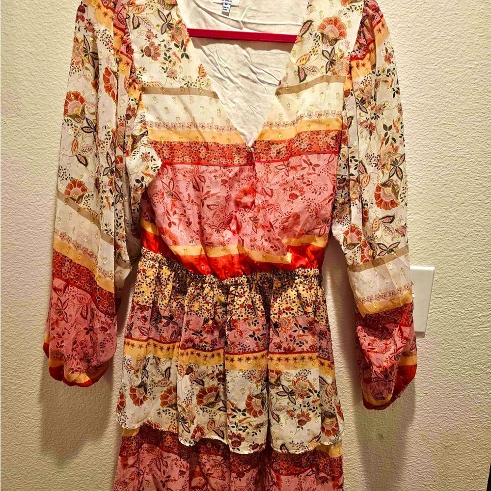 Floral Bohemian Dress with V-Neck